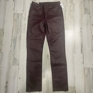 Gap Burgundy Maroon Faux Leather Pants NWT Size 27 Tall Modern Slim